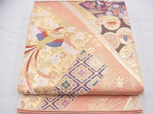 平和屋着物◎六通柄袋帯 唐織 裂取有職紋 金糸 逸品 BAAG8513fk