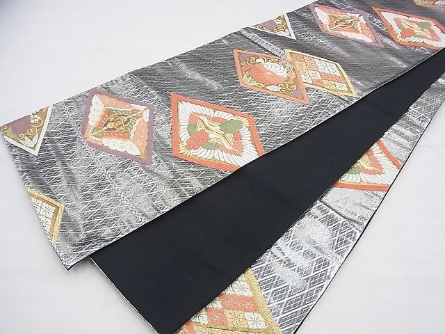 平和屋着物◎六通柄袋帯 唐織 向かい鶴 向かい蝶 金銀糸 逸品 BAAG8519fk