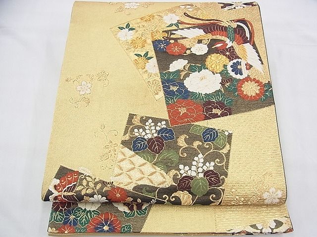 平和屋着物◎六通柄袋帯 唐織 彩園 金糸 逸品 BAAG8531fk