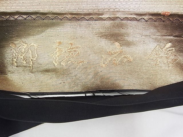平和屋着物◎六通柄袋帯 道長文様 ワンポイント 手毬 金糸 逸品 BAAH5834fk