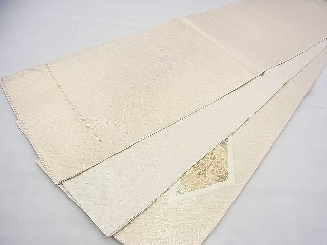 平和屋着物◎佐賀錦 太鼓柄袋帯 向かい鶴菱天井文様 金銀糸 逸品 BAAG8521fk