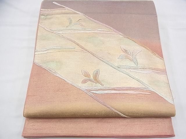 平和屋着物◎太鼓柄袋帯 刺繍 草花文 金彩 逸品 BAAG8538fk