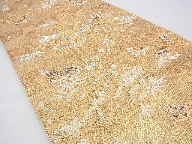 平和屋着物◎六通柄袋帯 唐織 舞蝶松竹梅 金糸 逸品 BAAH5856fk