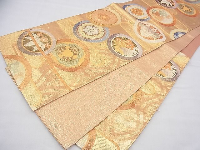 平和屋着物◎佐賀錦 六通柄袋帯 能衣丸紋 金糸 逸品 BAAG8079fk