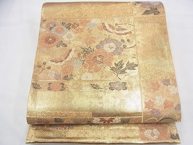 平和屋着物◎六通柄袋帯 献上取段蒔絵文 彩箔 金糸 逸品 BAAH5884fk