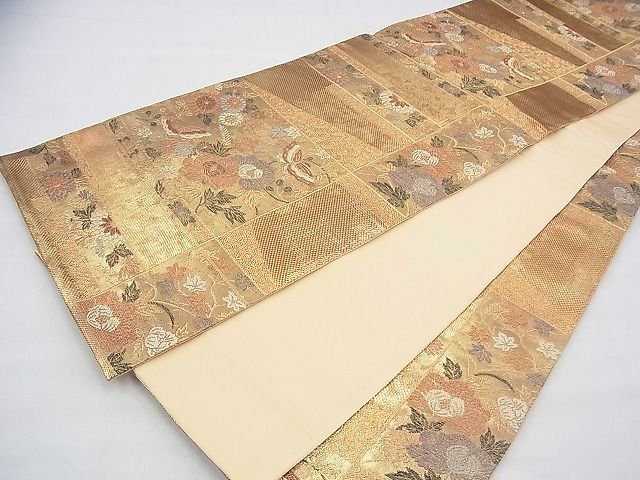 平和屋着物◎六通柄袋帯 献上取段蒔絵文 彩箔 金糸 逸品 BAAH5884fk