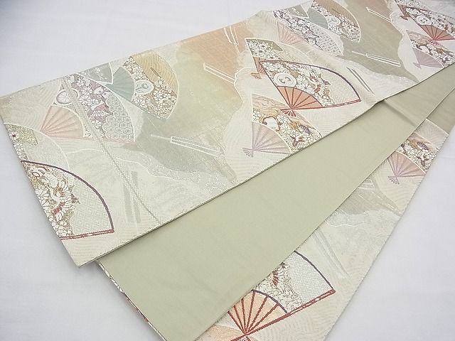 平和屋着物◎六通柄袋帯 唐織 扇面散らし 金銀糸 逸品 BAAG8108fk