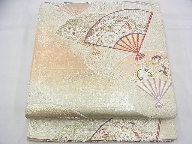 平和屋着物◎六通柄袋帯 唐織 扇面散らし 金銀糸 逸品 BAAG8108fk
