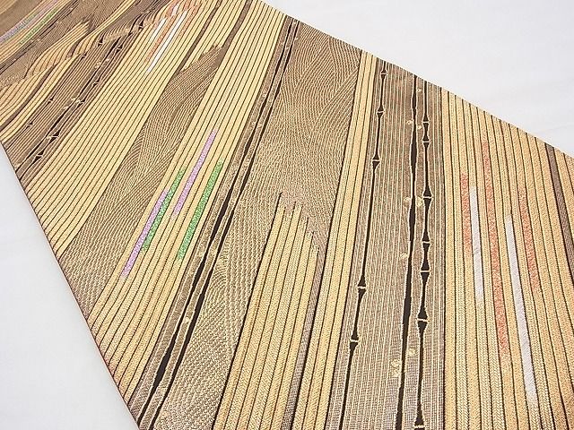 平和屋着物◎六通柄袋帯 竹間道 金糸 逸品 BAAH5904fk