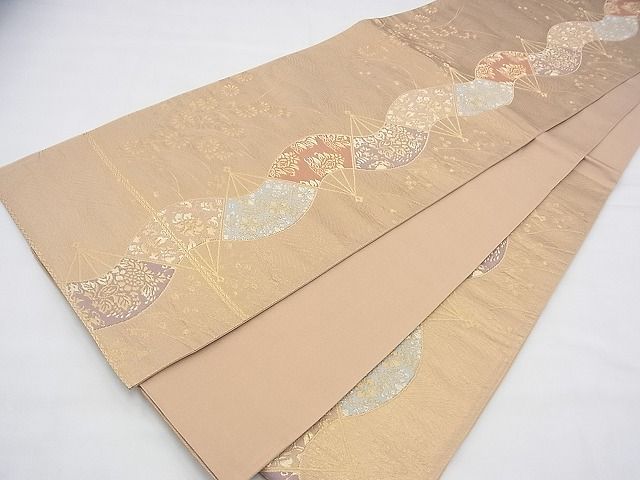 平和屋着物◎西陣 山川謹製 六通柄袋帯 古扇秋草文 金糸 逸品 BAAG8585fk