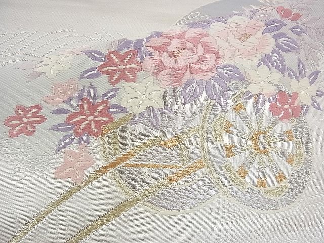 平和屋着物◎六通柄袋帯 唐織 重山花車文 金銀糸 逸品 BAAG8193fk