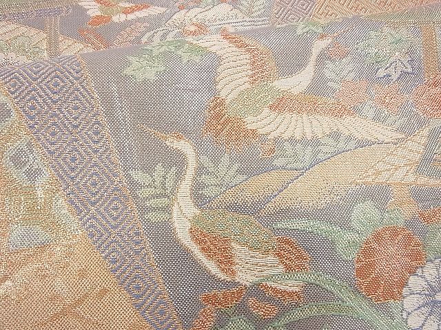 平和屋着物◎宝珠本佐賀錦 六通柄袋帯 エ霞色紙吉祥文 九百錦 金糸 逸品 BAAG8190