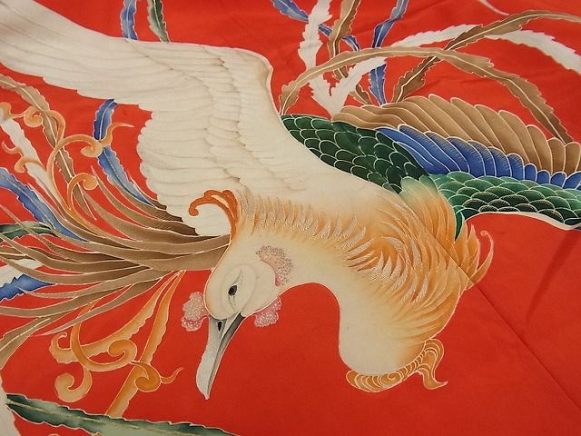 平和屋本店●極上 アンティーク 大正ロマン 振袖 相良刺繍 駒刺繍 鳳凰枝花文 金糸 逸品 CZAA0661s4