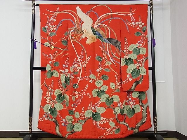 平和屋本店●極上 アンティーク 大正ロマン 振袖 相良刺繍 駒刺繍 鳳凰枝花文 金糸 逸品 CZAA0661s4