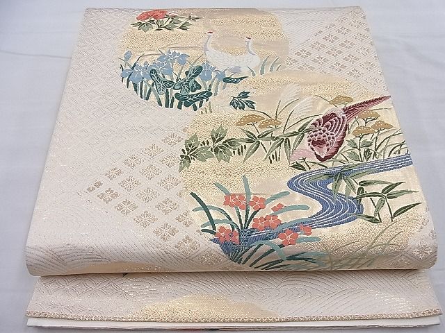 平和屋着物◎六通柄袋帯 唐織 琳派花鳥文 金糸 逸品 BAAH0350ea