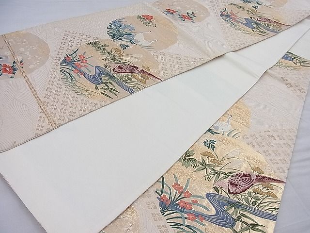 平和屋着物◎六通柄袋帯 唐織 琳派花鳥文 金糸 逸品 BAAH0350ea