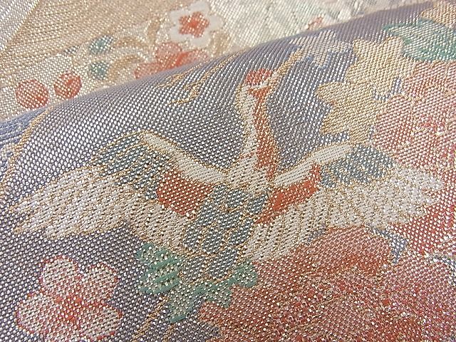 平和屋着物◎宝珠本佐賀錦 六通柄袋帯 ヱ霞遠山鶴花文 九百錦 金糸 逸品 BAAH4008ea