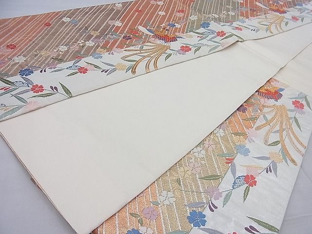 平和屋着物◎六通柄袋帯 唐織 鳳凰枝垂れ桜 金銀糸 逸品 BAAH4164ea