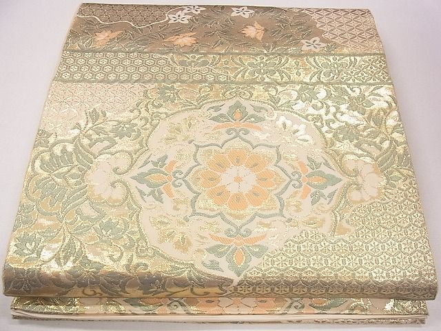 平和屋着物◎六通柄袋帯 横段正倉院花文 金糸 逸品 CAAG1873eg