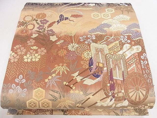 平和屋着物◎六通柄袋帯 唐織 豊公賀華能調紋 金糸 逸品 CAAG1889eg
