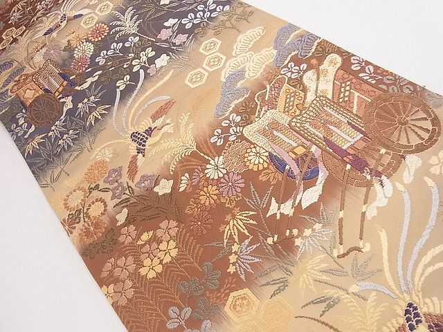 平和屋着物◎六通柄袋帯 唐織 豊公賀華能調紋 金糸 逸品 CAAG1889eg