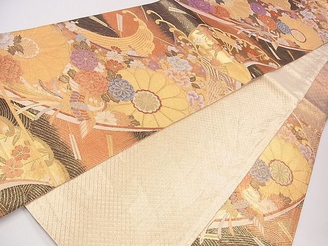 平和屋着物◎六通柄袋帯 立波鳳凰花文 金糸 逸品 CAAG1929eg
