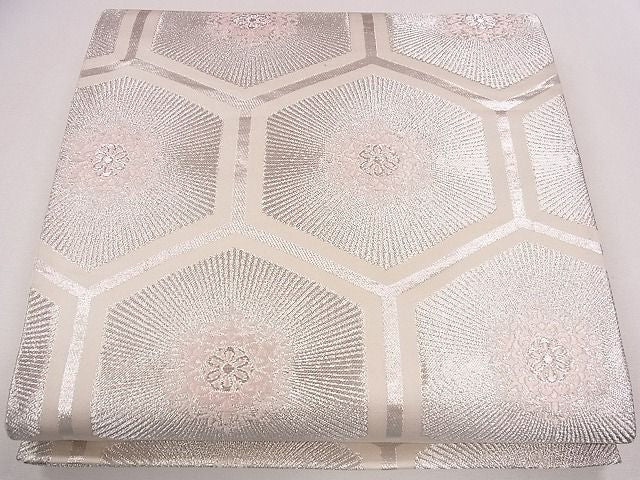 平和屋着物◎六通柄袋帯 正倉院亀甲花文 銀糸 逸品 CAAG1917eg