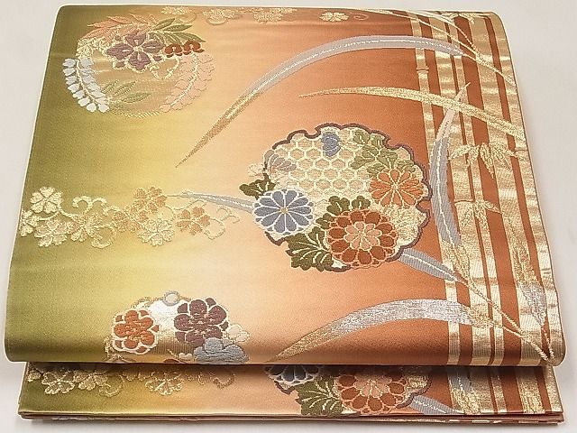 平和屋着物◎六通柄袋帯 唐織 雪輪花唐草文 金糸 逸品 CAAF2832ca