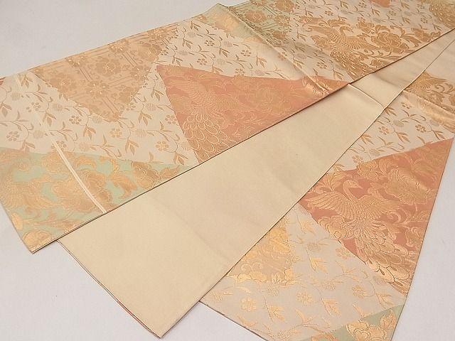 平和屋着物◎六通柄袋帯 裂張唐鳥紋 金糸 逸品 CAAF2835ca