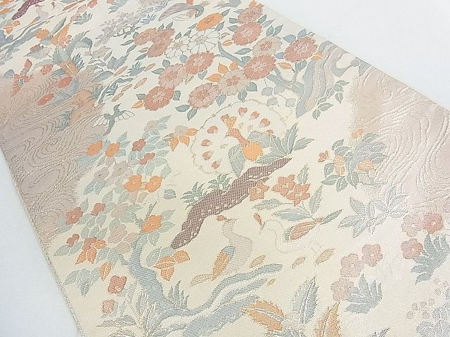 平和屋着物◎佐賀錦 六通柄袋帯 花鳥文 金糸 逸品 DAAG1014we