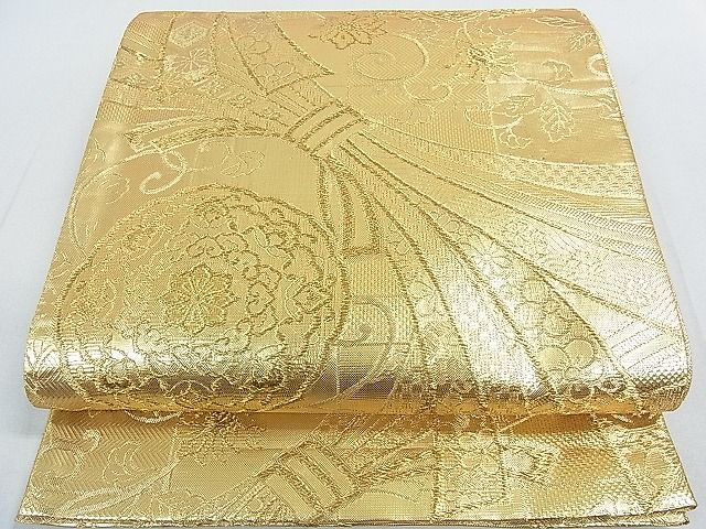 平和屋着物◎佐賀錦 六通柄袋帯 束ね熨斗花文 金糸 逸品 DAAG1047we