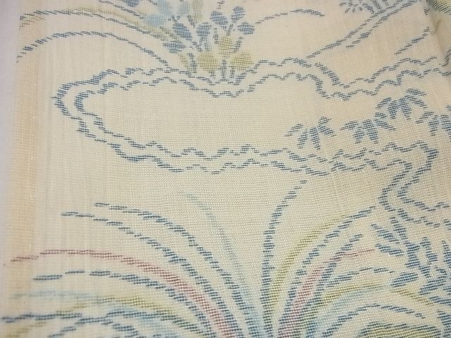 平和屋着物■夏物 小紋 紗 流水草花文 洗える着物 DAAF4646ud