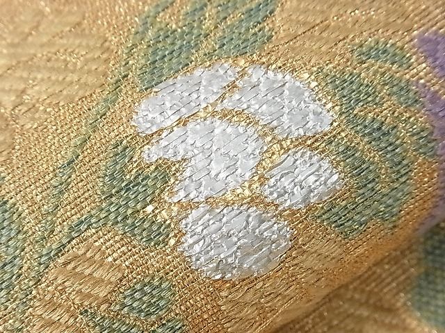 平和屋着物■六通柄袋帯 向かい鳥花文 金銀糸 逸品 CAAF8693th