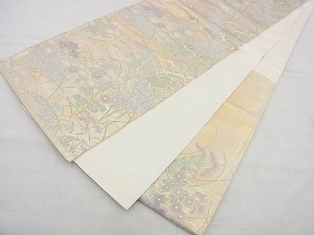 平和屋着物◎太鼓柄袋帯 草花文 金銀糸 逸品 BAAG3183kj