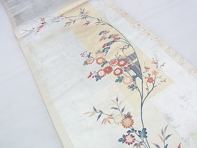 平和屋着物◎太鼓柄袋帯 唐織 名錦加賀春秋文 金糸 引箔 逸品 BAAH4414kj