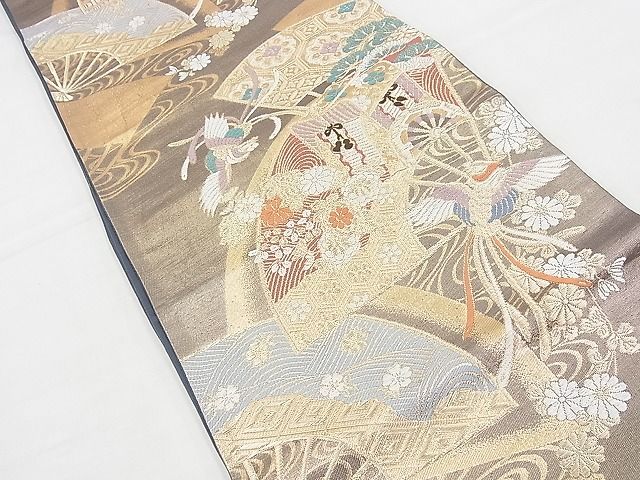 平和屋着物◎六通柄袋帯 唐織 御所車鳳凰花文 金銀糸 逸品 BAAH4450kj