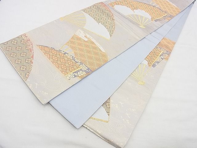 平和屋着物◎六通柄袋帯 唐織 扇面吉祥文 金糸 逸品 BAAH4467kj
