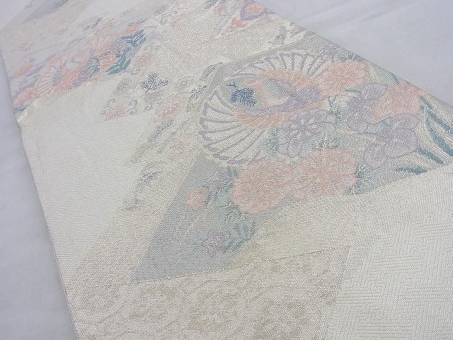 平和屋着物◎本箔佐賀錦 六通柄袋帯 寿鶴宝来 銀糸 逸品 BAAH1392wk