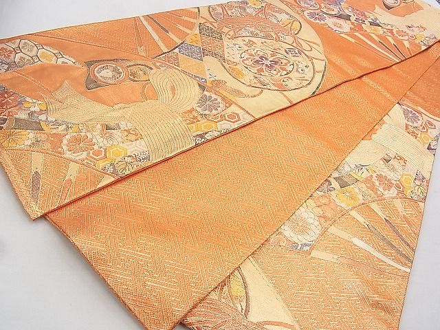 平和屋着物◎佐賀錦 六通柄袋帯 束ね熨斗花文 金糸 逸品 BAAH8337wk