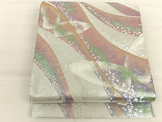 平和屋着物◎佐賀錦 六通柄袋帯 霞舞蝶文 金銀糸 正絹 逸品 AAAI7457Bfw