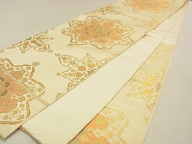平和屋着物◎六通柄袋帯 正倉院花文 金糸 逸品 DAAG5542tw