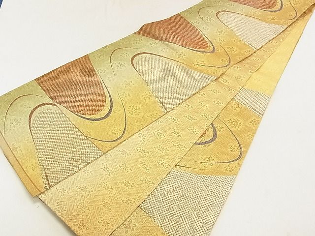 平和屋着物◎六通柄袋帯 ふくれ織 流水花文 金糸 逸品 DAAG5531tw