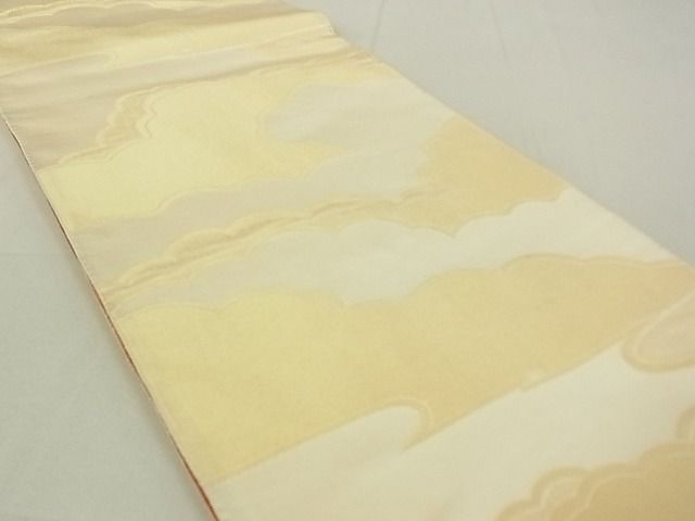 平和屋着物◎両面全通柄袋帯 雲重ね文 金糸 逸品 DAAG5561tw
