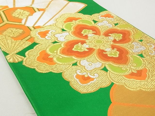 平和屋着物◎六通柄袋帯 扇面正倉院花文 金銀糸 逸品 DAAG5562tw
