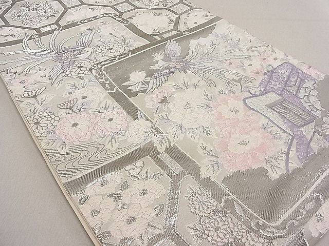 平和屋着物◎六通柄袋帯 唐織 天井詩の舞 プラチナ箔 逸品 DAAG5609tw