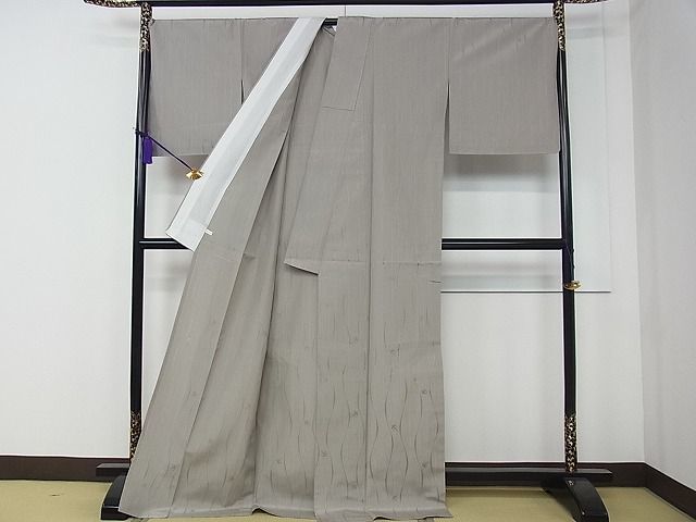 平和屋本店■極上 夏物 お召 もじり織 燕紋紗 生壁色地 逸品 未使用 CZAA0725s4