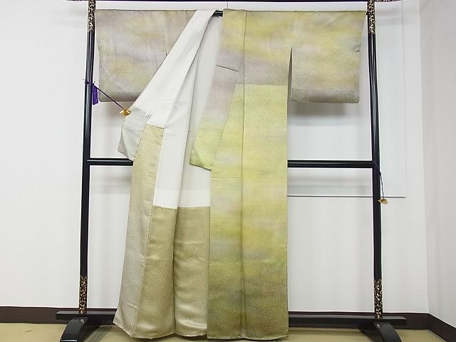 平和屋本店■極上 最高級 初代 久保田一竹 訪問着 暈し染め 金通し地 共箱・たとう紙付き 逸品 CZAA0536s4