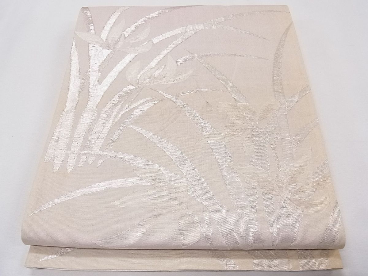 平和屋着物■夏物 六通柄袋帯 草花文 銀糸 逸品 CAAG0558fb