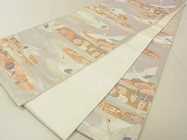 平和屋着物◎六通柄袋帯 経金錦 飛鶴花文 金銀糸 逸品 DAAG5643tw