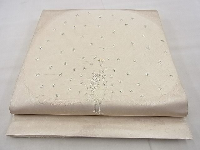 平和屋着物◎太鼓柄袋帯 唐織 孔雀 金銀糸 逸品 BAAH3204ph